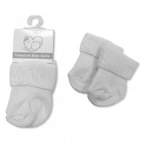 Premature Baby Turn Over Socks – White