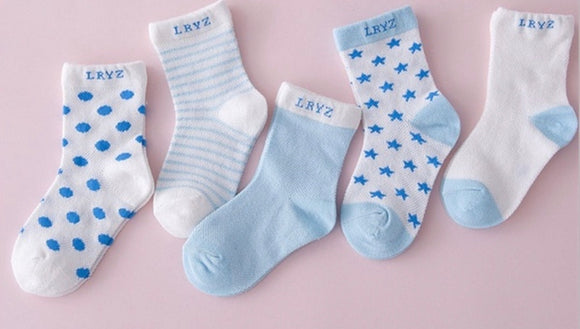 5 pairs of cotton baby socks